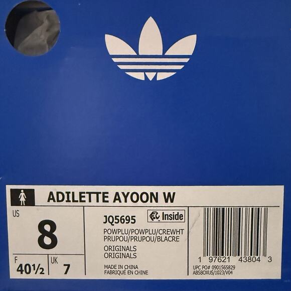 Adidas Adilette Ayoon Slides Women's Purple 3-Stripes Trefoil Logo Sandal SZ860 - Picture 10 of 10